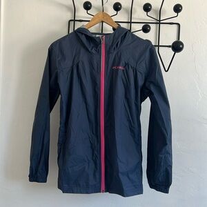 Columbia dark blue and pink raincoat size large.